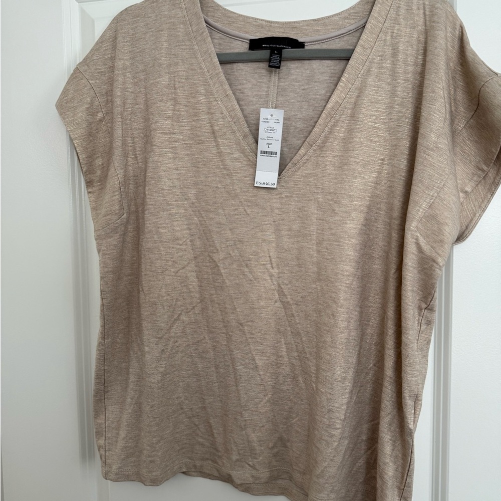 White House Black Market Tan Cream Relaxed Short Sleeve Tee